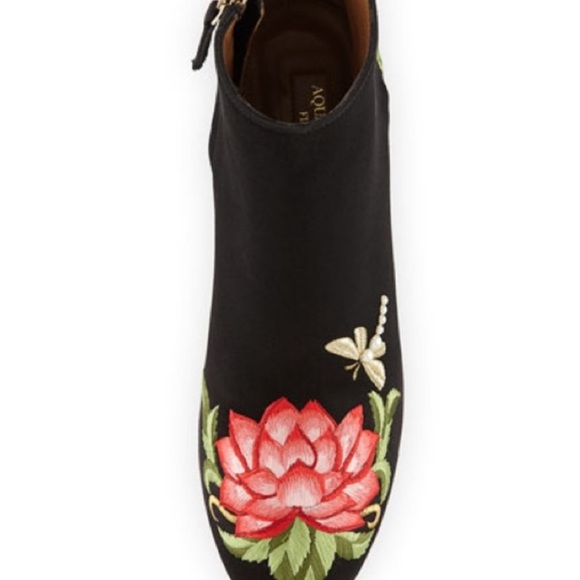 Aquazurra Lotus Satin Floral Embroidered Booties - Picture 3 of 12